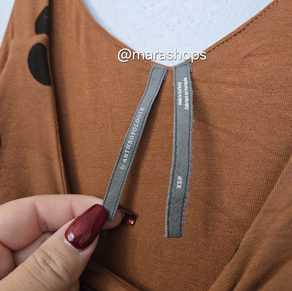 Anthropologie Polka Dot Ruched Midi Dress - Picture 5 of 7